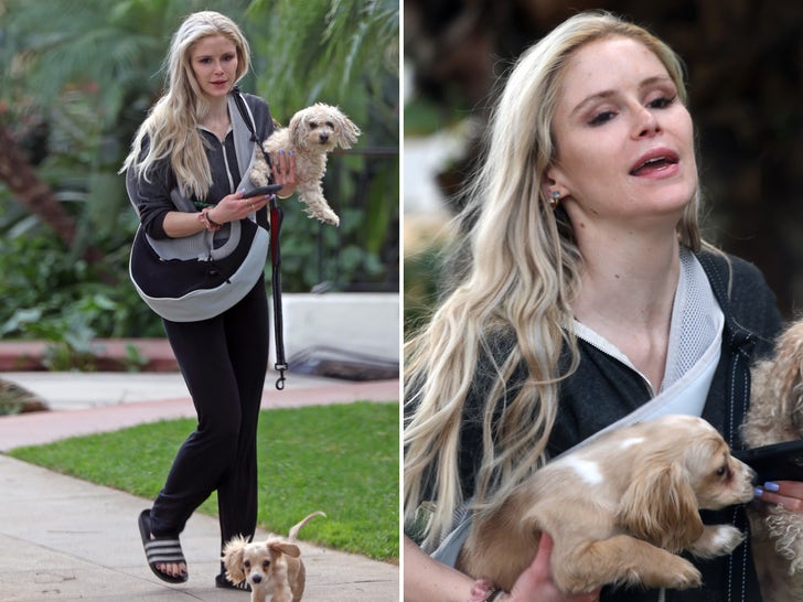 Erin Moriarty Surfaces To Walk Her Dogs
