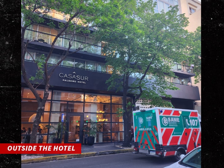 Liam Payne's ambulance outside the hotel