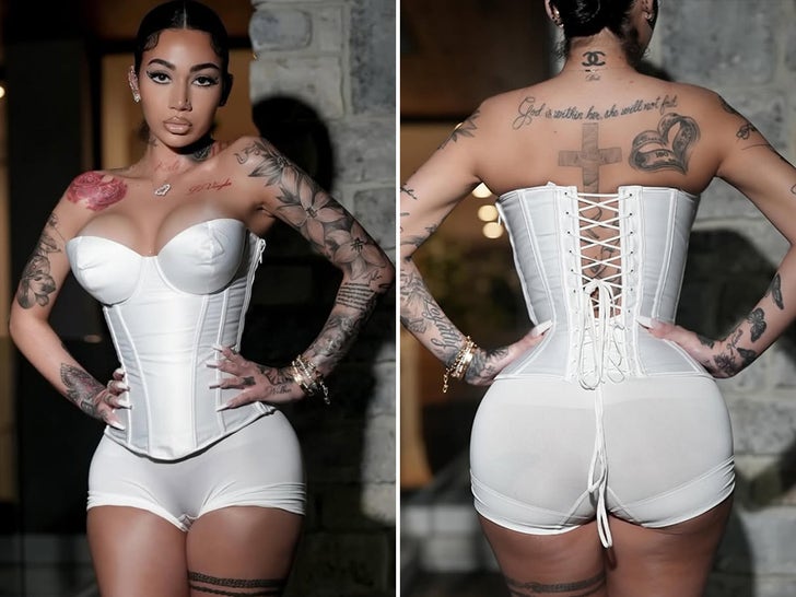 Bhad Bhabie Flaunts Curves In White Corset & Hot Pants