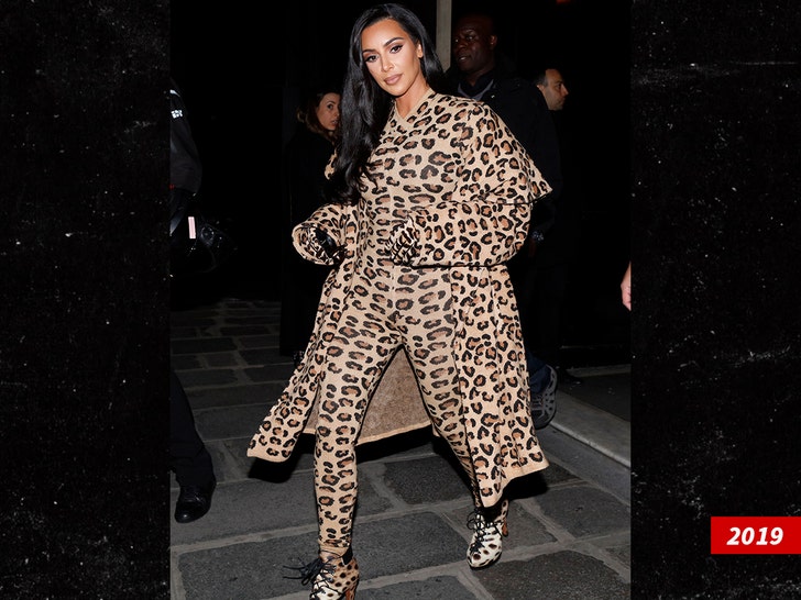Kim Kardashian wearing Philipp Plein Leopard Print Viscose Jersey