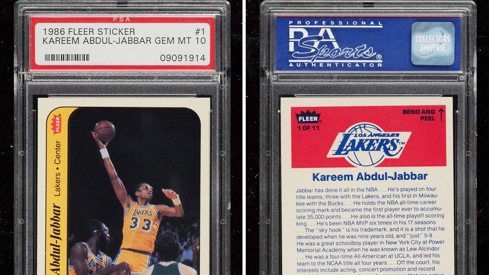 Kareem Abdul Jabbar Fleer Sticker Hits Auction Expected To Fetch Six Figures
