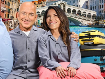 jeff bezos lauren sanchez wedding pajamas getty comp