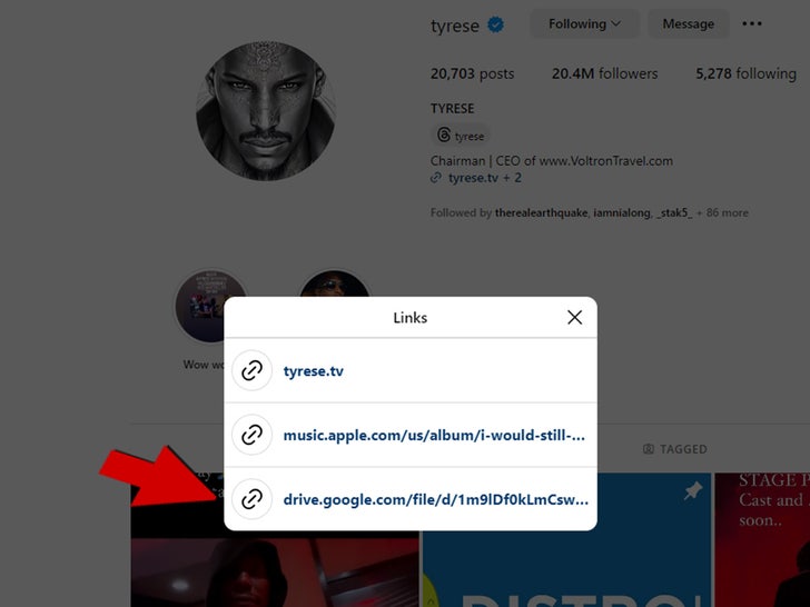 Tyrese instagram bio links