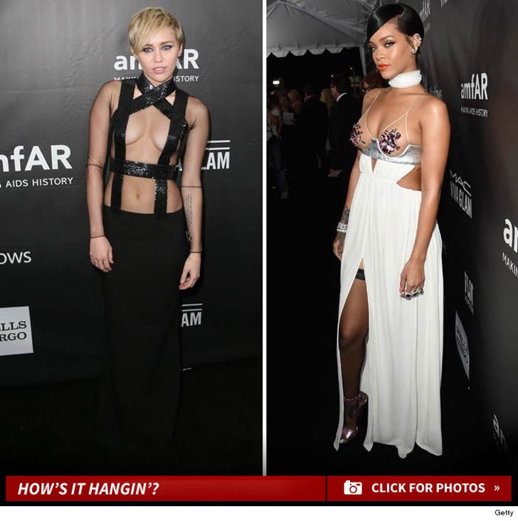 Miley Cyrus & Rihanna at AIDS Charity ... They Went Too Am-Far