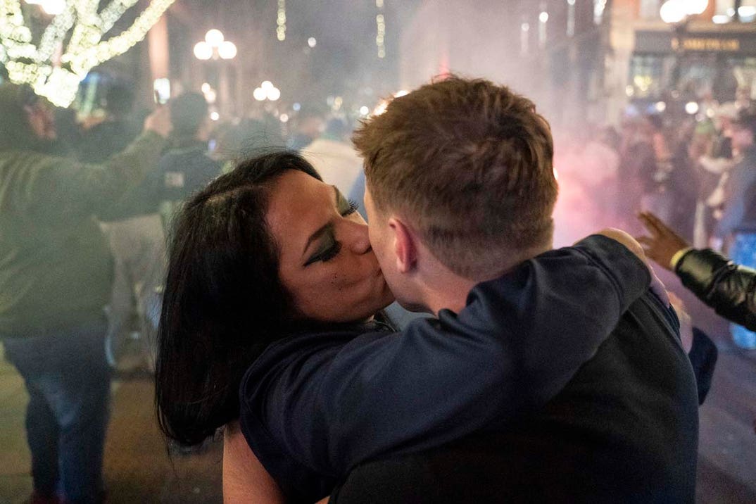Seattle Seahawks fans celebrate Super Bowl win