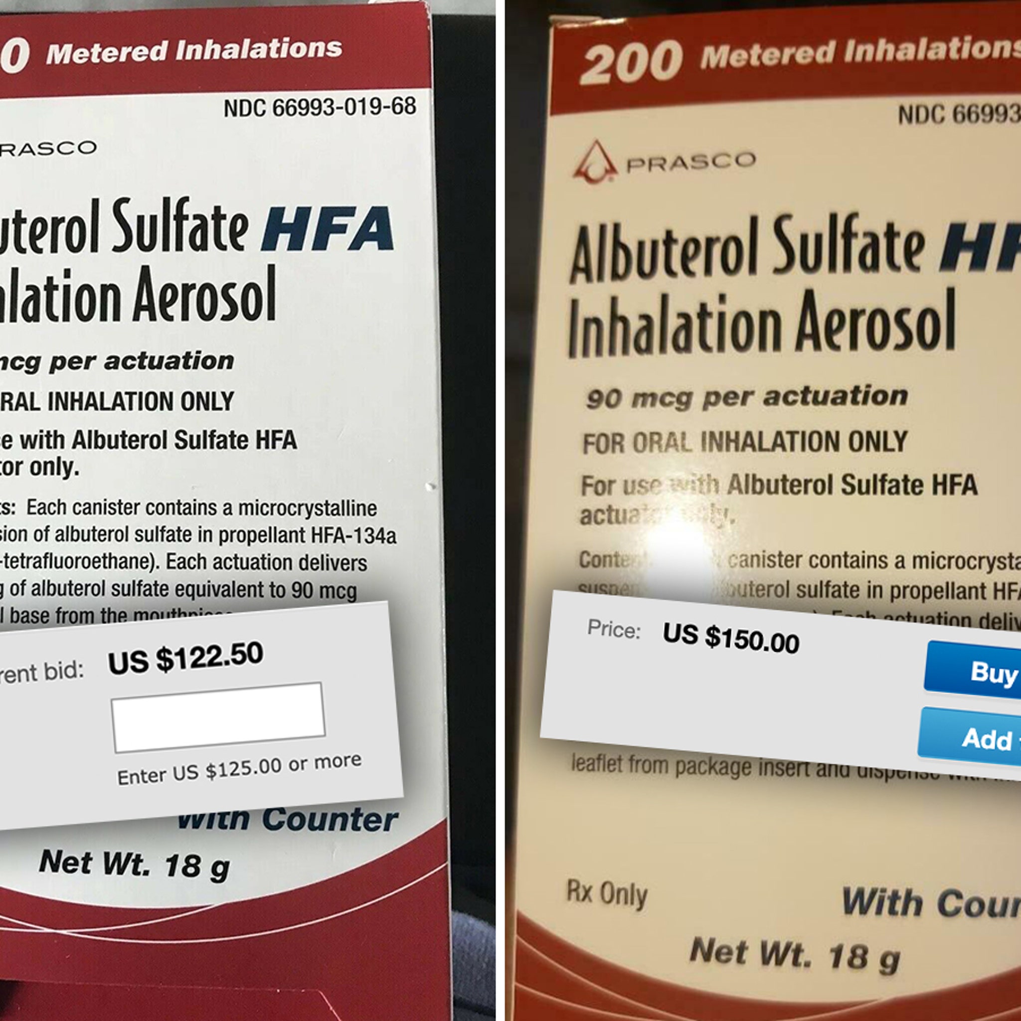 Albuterol inhaler cost