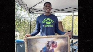 Anthony Edwards Receives Custom Bulldog Painting From L.A. Artist