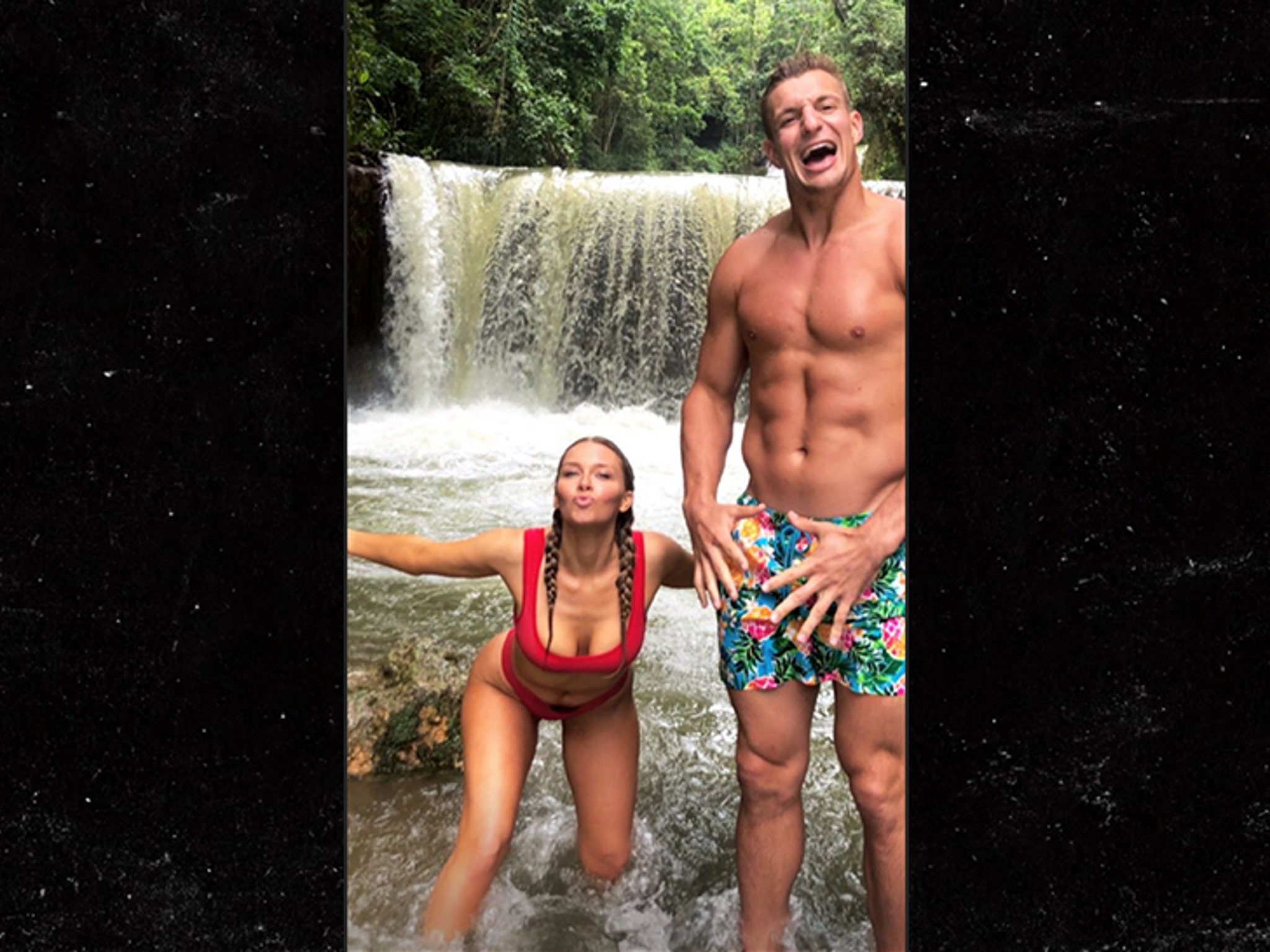 Rob Gronkowski, Camille Kostek compete in live ice bath challenge