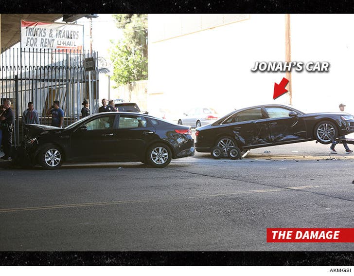 Jonah Hill -- Nasty Car Wreck In DTLA PHOTOS :: 1203-sub-jonah-hill-wreck-akm-exc-7