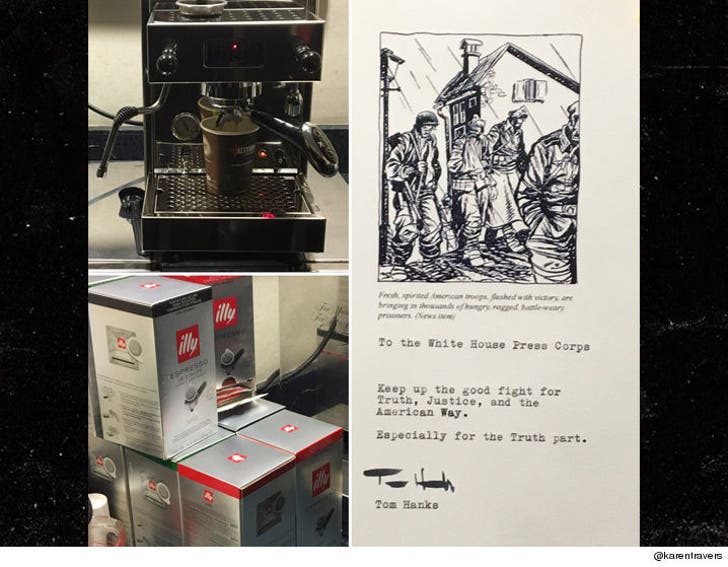 Tom Hanks Sends New Espresso Machine to White House Press :: 0302-sub-karen-travers-twitter-5