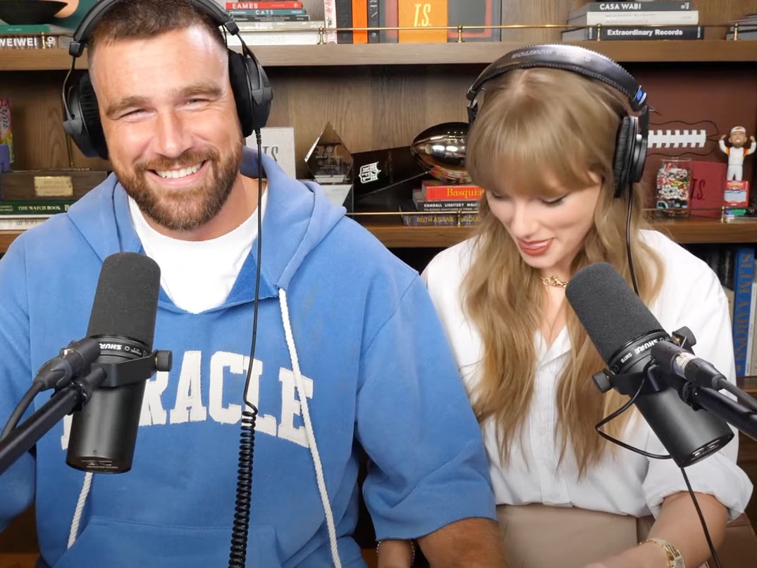 Taylor Swift Travis Kelce Handsy New Heights Podcast 1