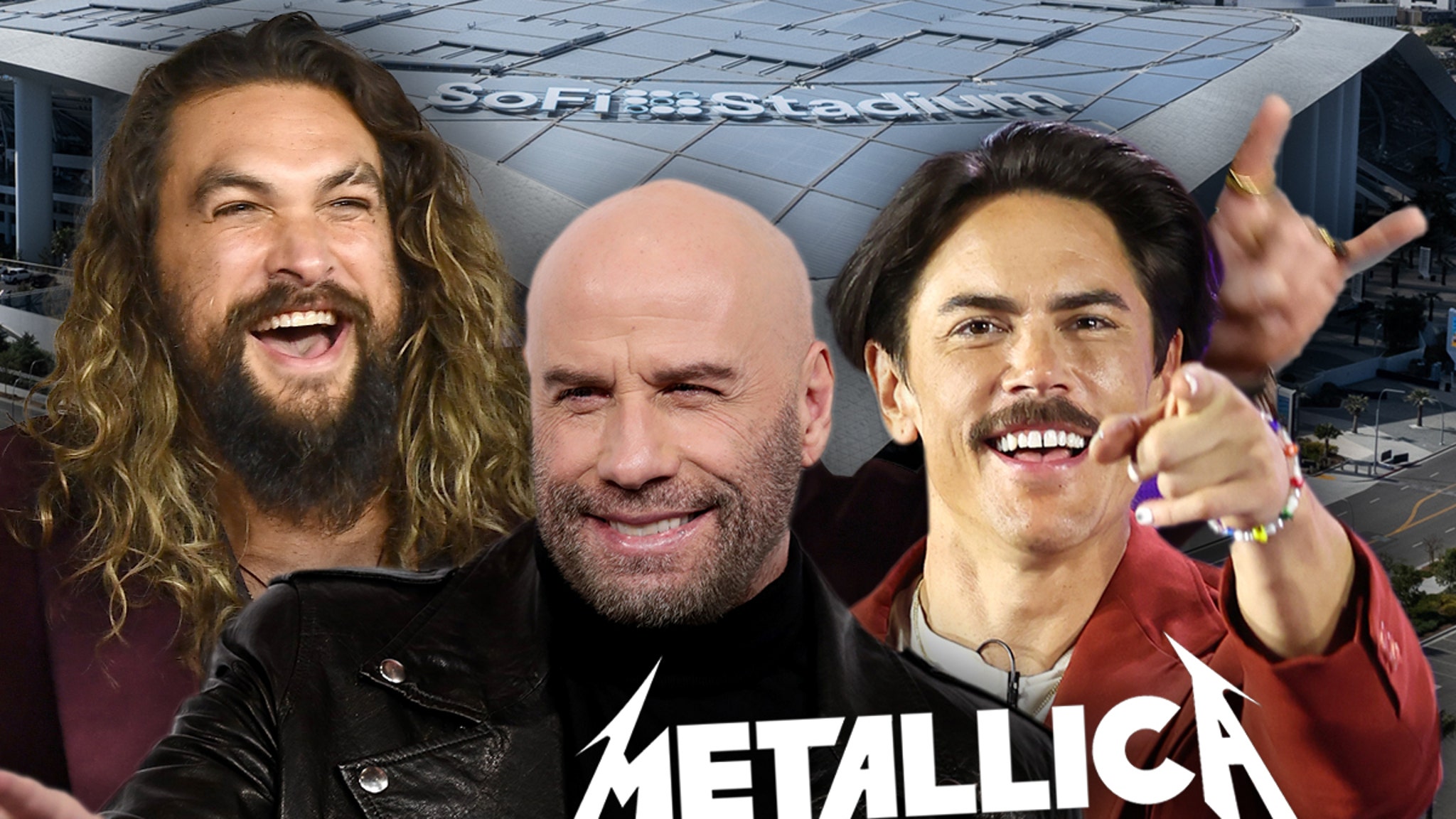 Jason Momoa, John Travolta and Tom Sandoval at Metallica concert in Los Angeles
