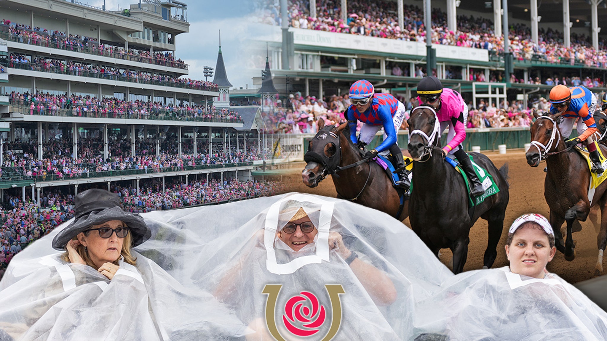 Kentucky Derby Attendees Brace the Elements, Wear Rain Gear Over Outfits
