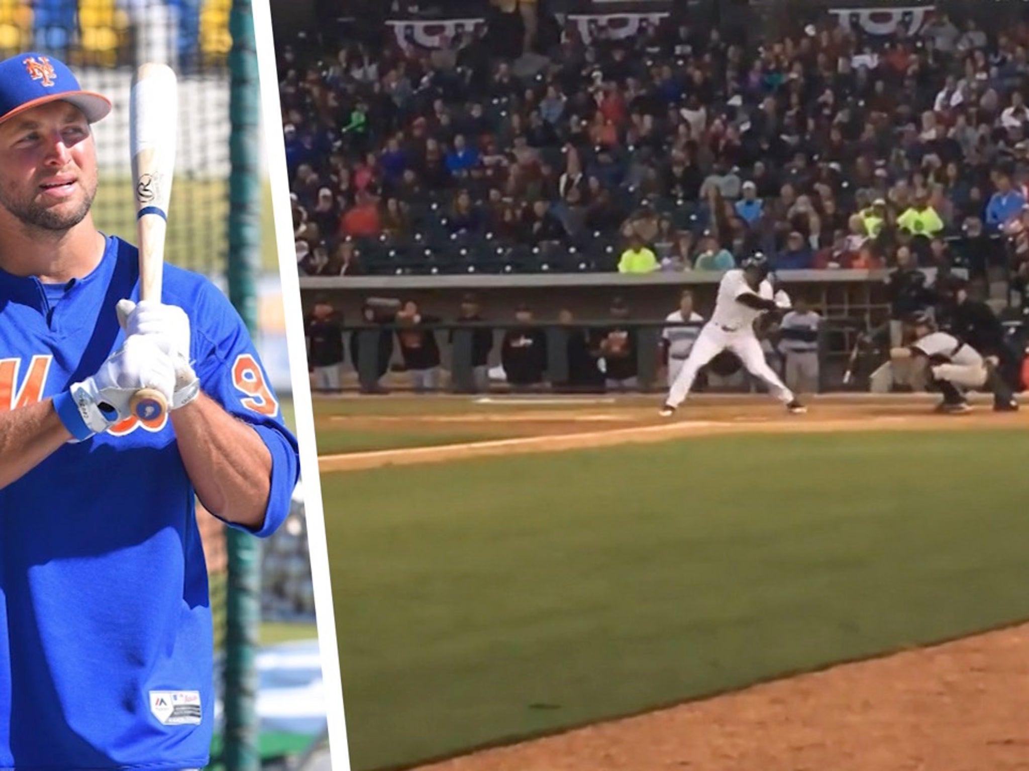 It finally happened: Tim Tebow hits his first spring training home run