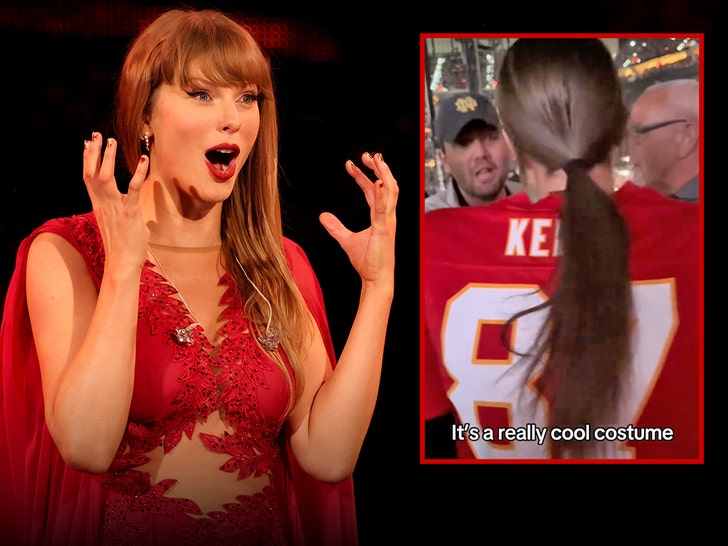 Taylor Swift et son fan en maillot Kelce Getty 1