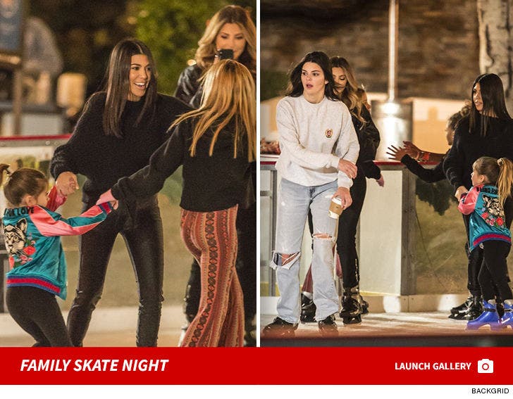 Kourtney Kardashian and Kendall Jenner at the Ice Rink
