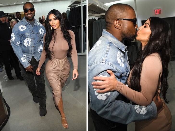 Kim Kardashian and Kanye West Kiss at the SKIMS Nordstrom Launch