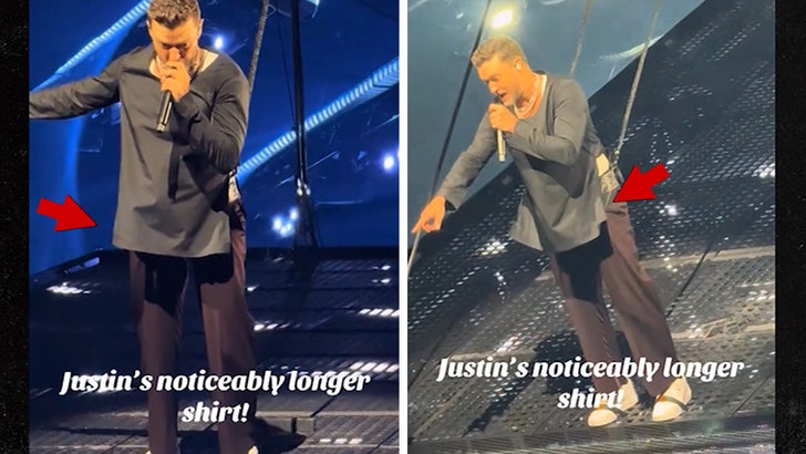 Justin Timberlake Covers Up in Longer Shirt Onstage After Bulge Went Viral