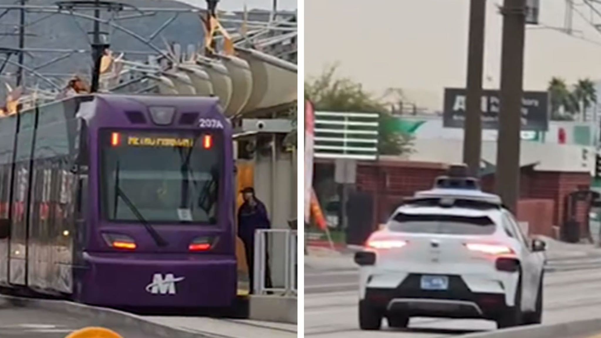 Waymo Car Drives Onto Train Tracks, Passenger Bails Out, on Video Waymo Car Drives Onto Train Tracks, Passenger Bails Out, on Video
