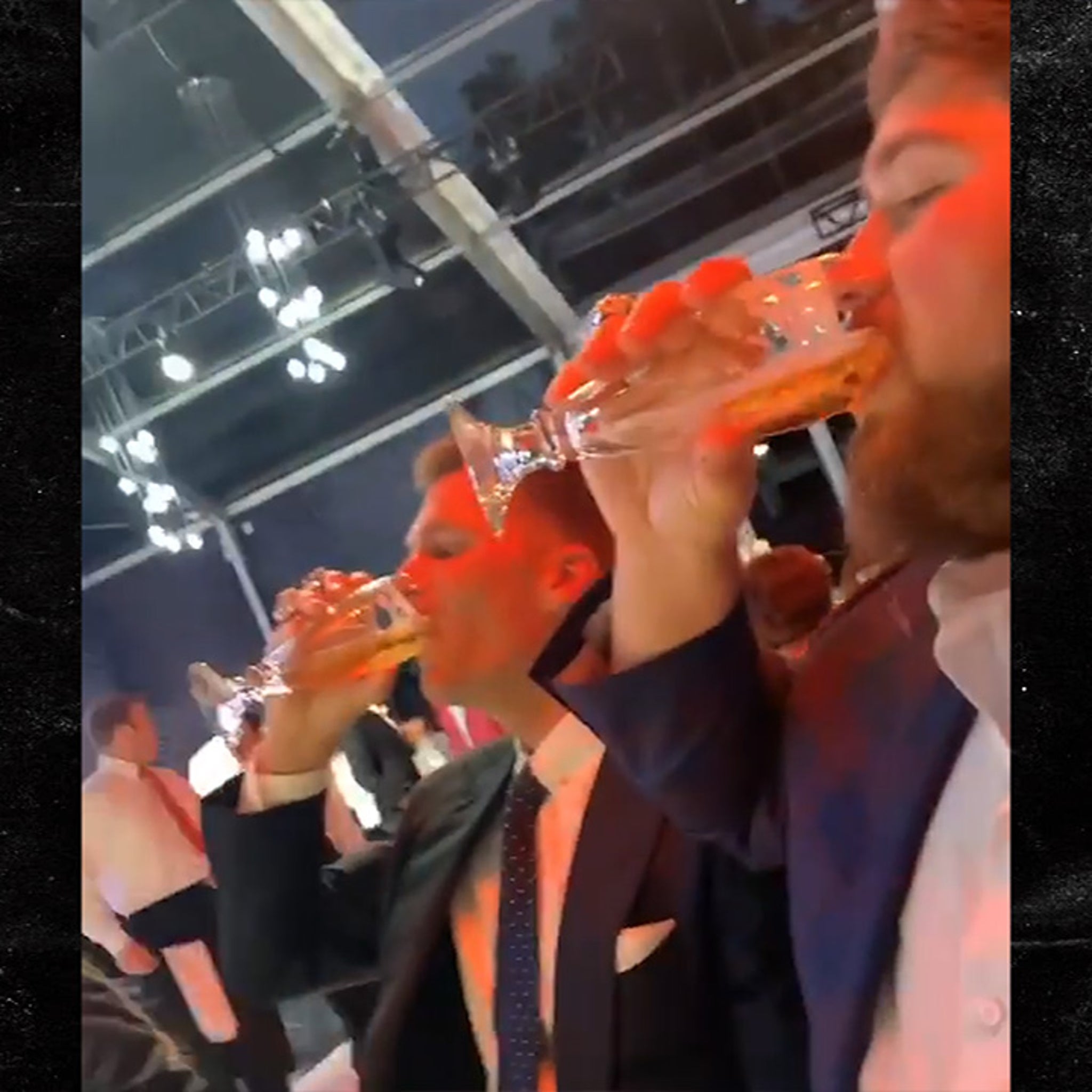 Tom Brady Chugs Beer, Flaunts 6 Rings at Patriots Super Bowl Party