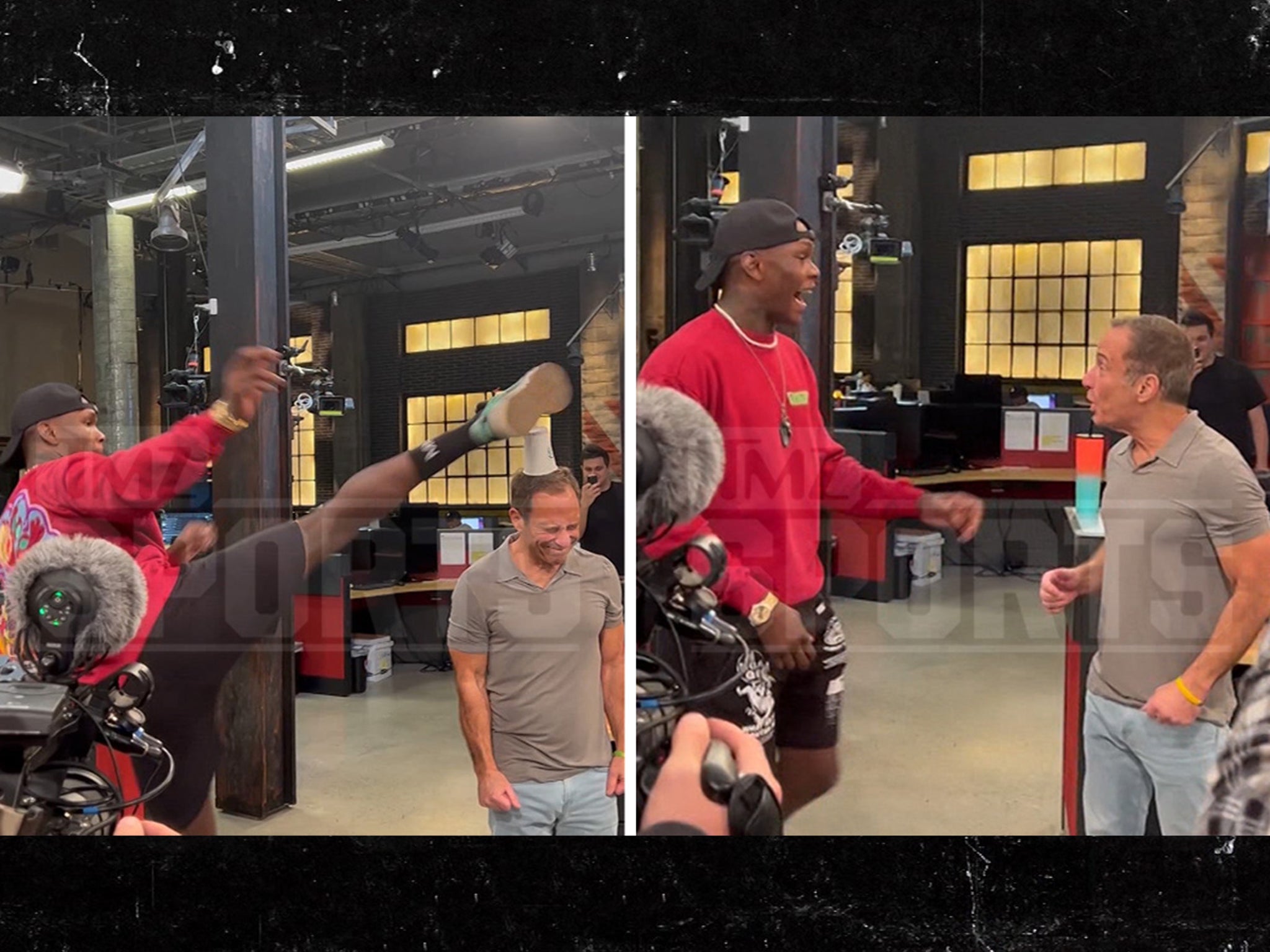 UFC Champ Israel Adesanya Kicks Cup Off Harvey Levin's Head In Wild Video