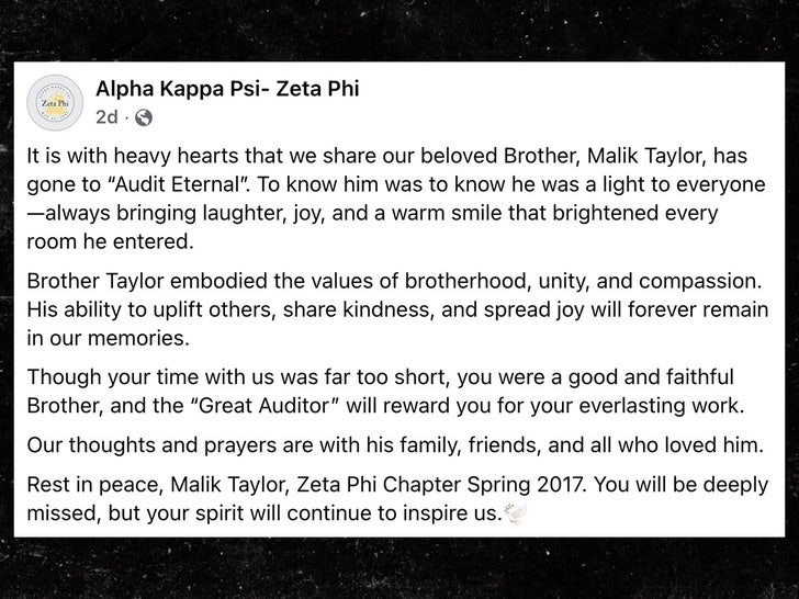 malik taylor statement facebook