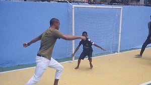 Jesse Williams Schooled By Brazilian Kids in Soccer