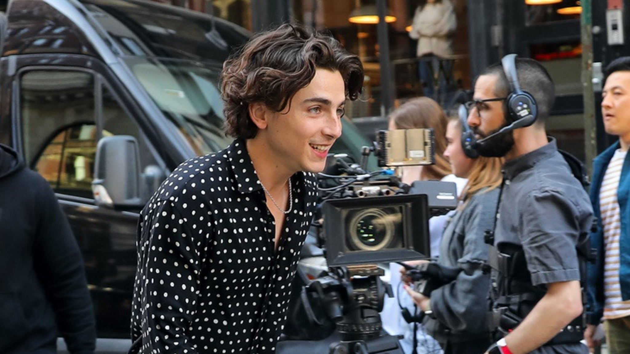 Timothée Chalamet filming Commercial In New York -- Behind The Scenes