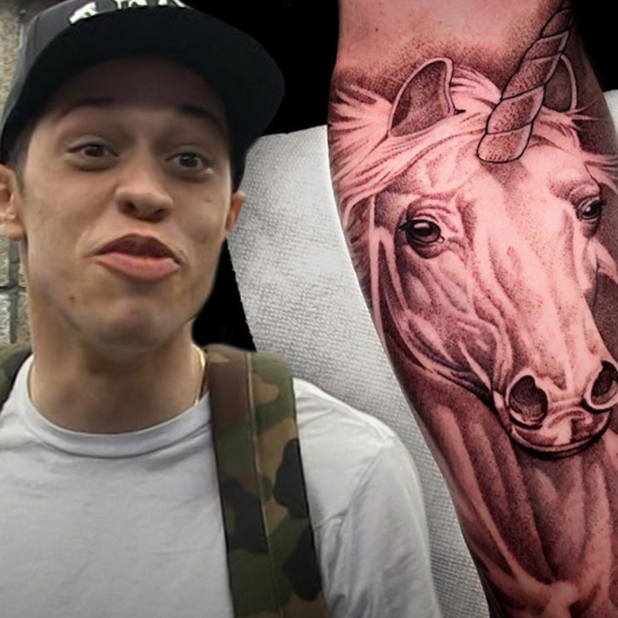 Pete Davidson Gets Huge Unicorn Tattoo on Forearm