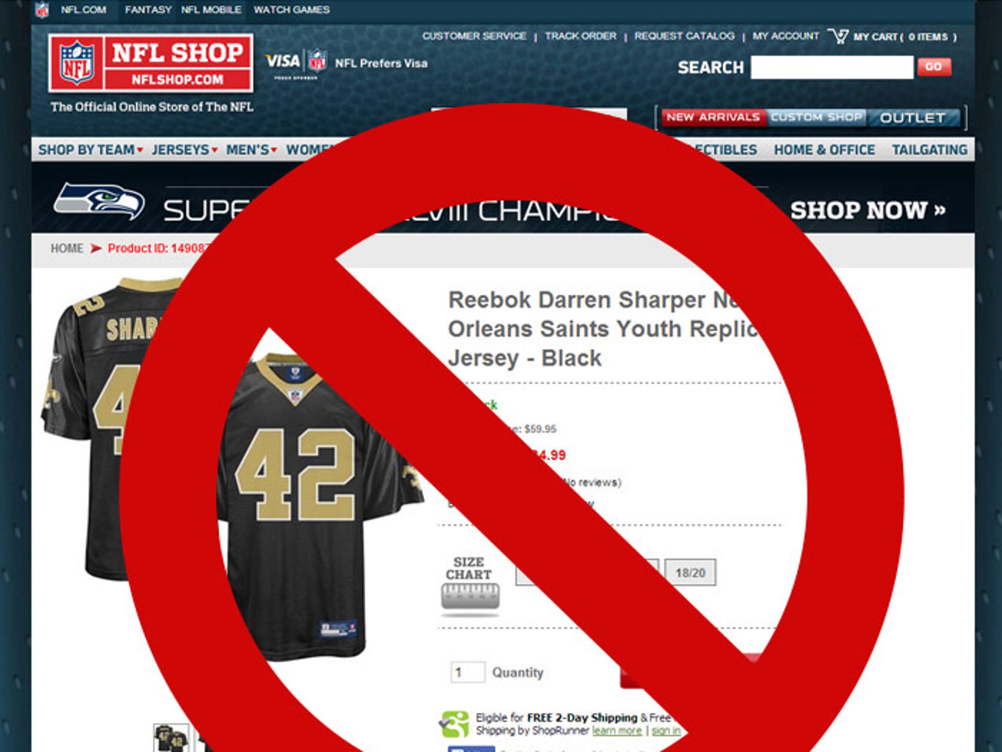 Darren Sharper -- NFL Pulls Plug On Jersey Sales [Update: It's Back]