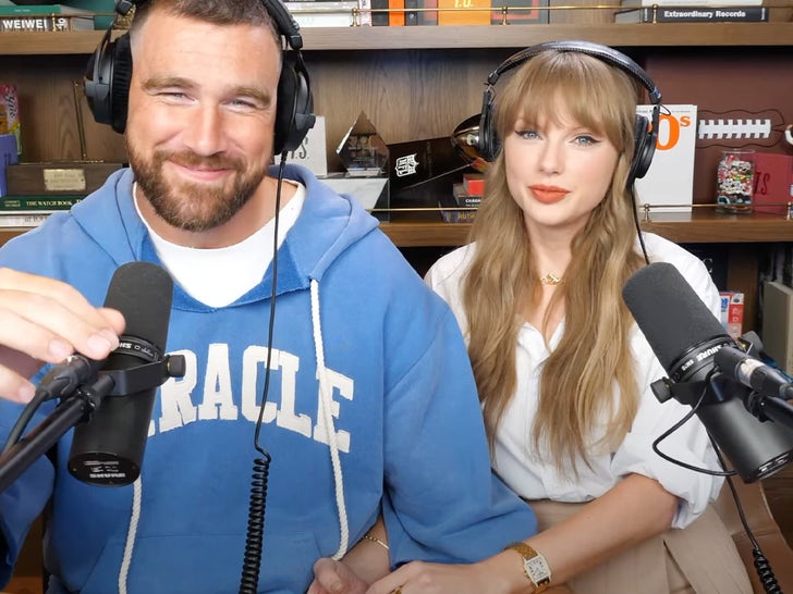 Taylor Swift And Travis Kelce Get Handsy On New Heights Podcast