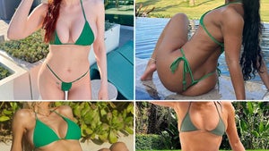 Lucky Ladies In Green Bikinis -- Guess Who!