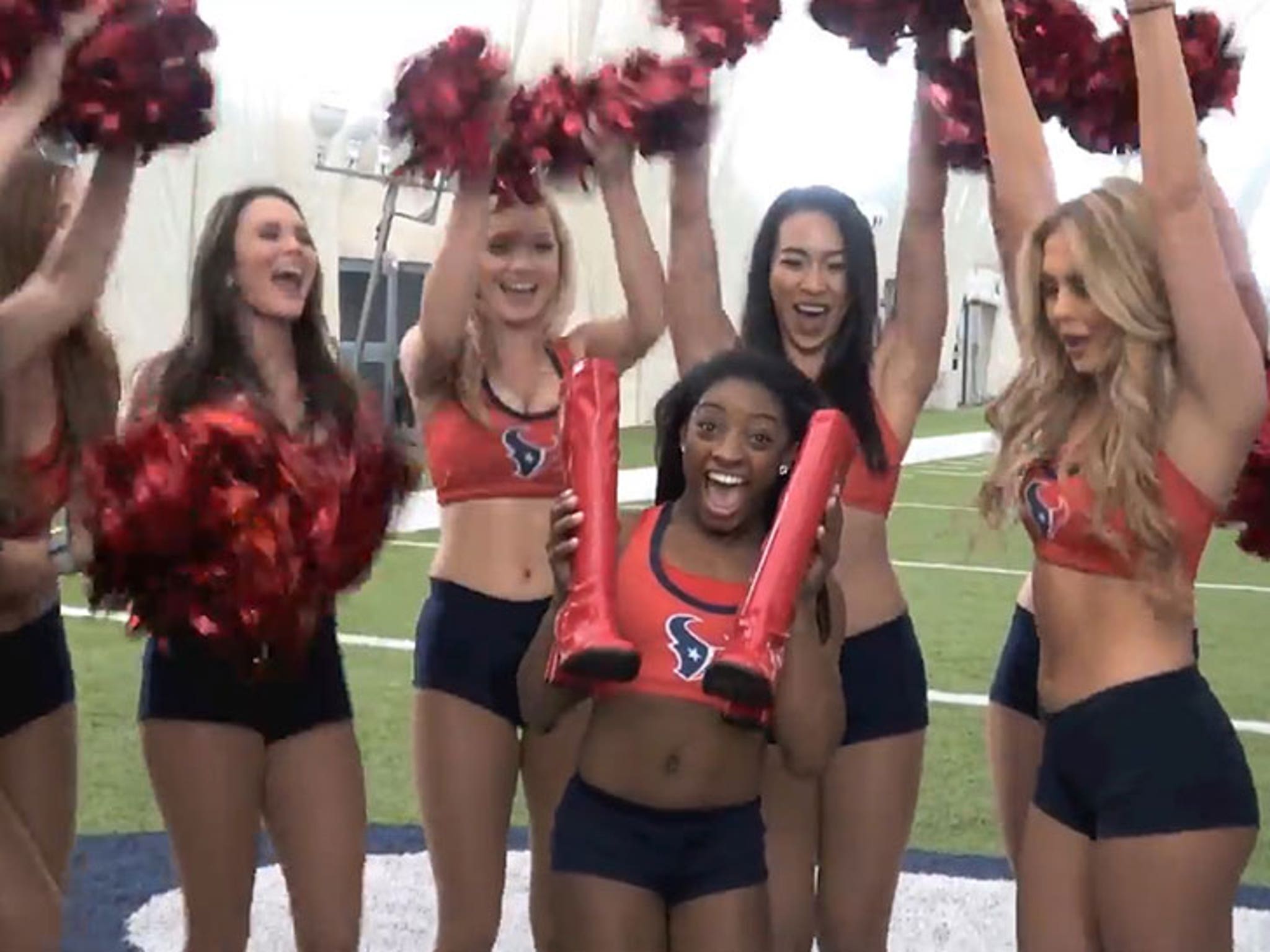 simone biles 1st shots as nfl cheerleader go texans 1st shots as nfl cheerleader go texans