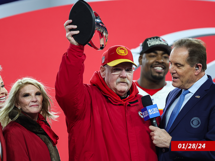 Andy Reid of the Kansas City Chiefs celebrates after the AFC Championship