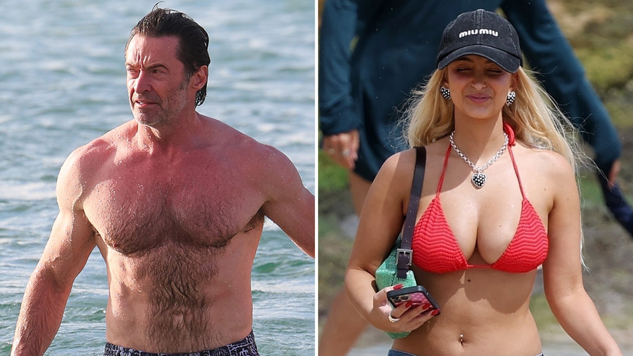 Hugh Jackman and Nina Dobrev Enjoy Sunny Bondi Beach Amid Celebrity Gather