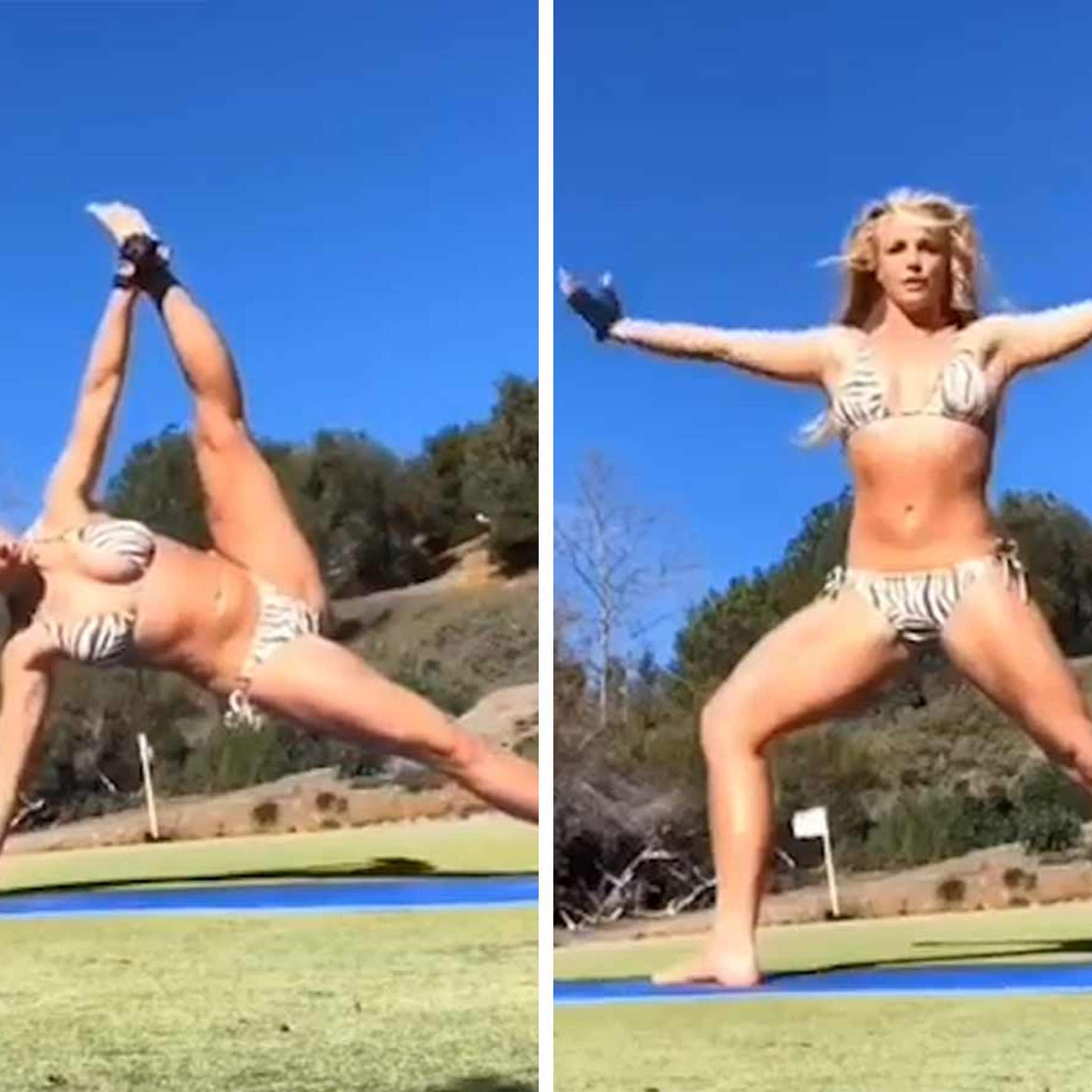 Britney Spears Strikes Yoga Poses in Bikini Post-Facility Check Out