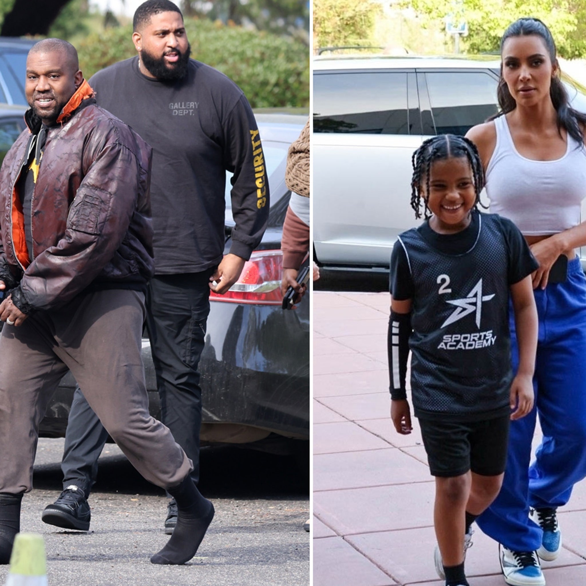 Kim Kardashian and Kanye West Support Son Saint at Basketball Game