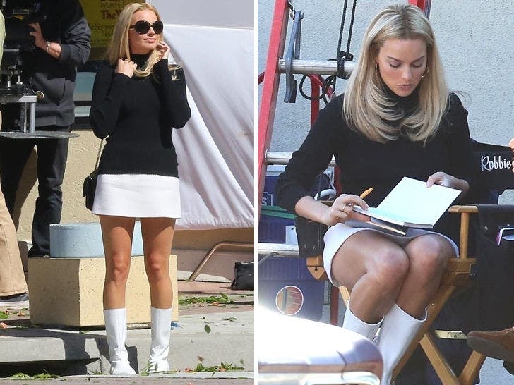 Margot Robbie upskirt Margot Robbie Looks Uncanny as Sharon Tate On Set of 'Once Upon a Time'