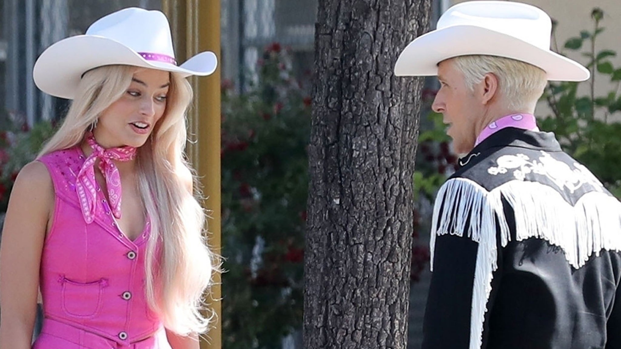 Margot Robbie and Ryan Gosling Pictured on Set of ‘Barbie’ Movie