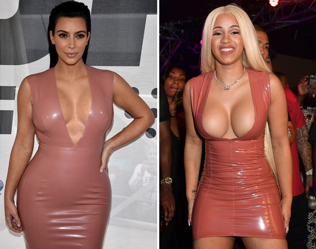 Kim Kardashian (36) vs. Cardi B (24) -- Latex Dress Edition