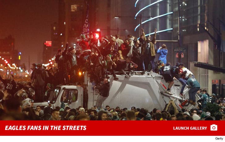 Eagles Fans Hit the Streets of Philadelphia after Super Bowl Win