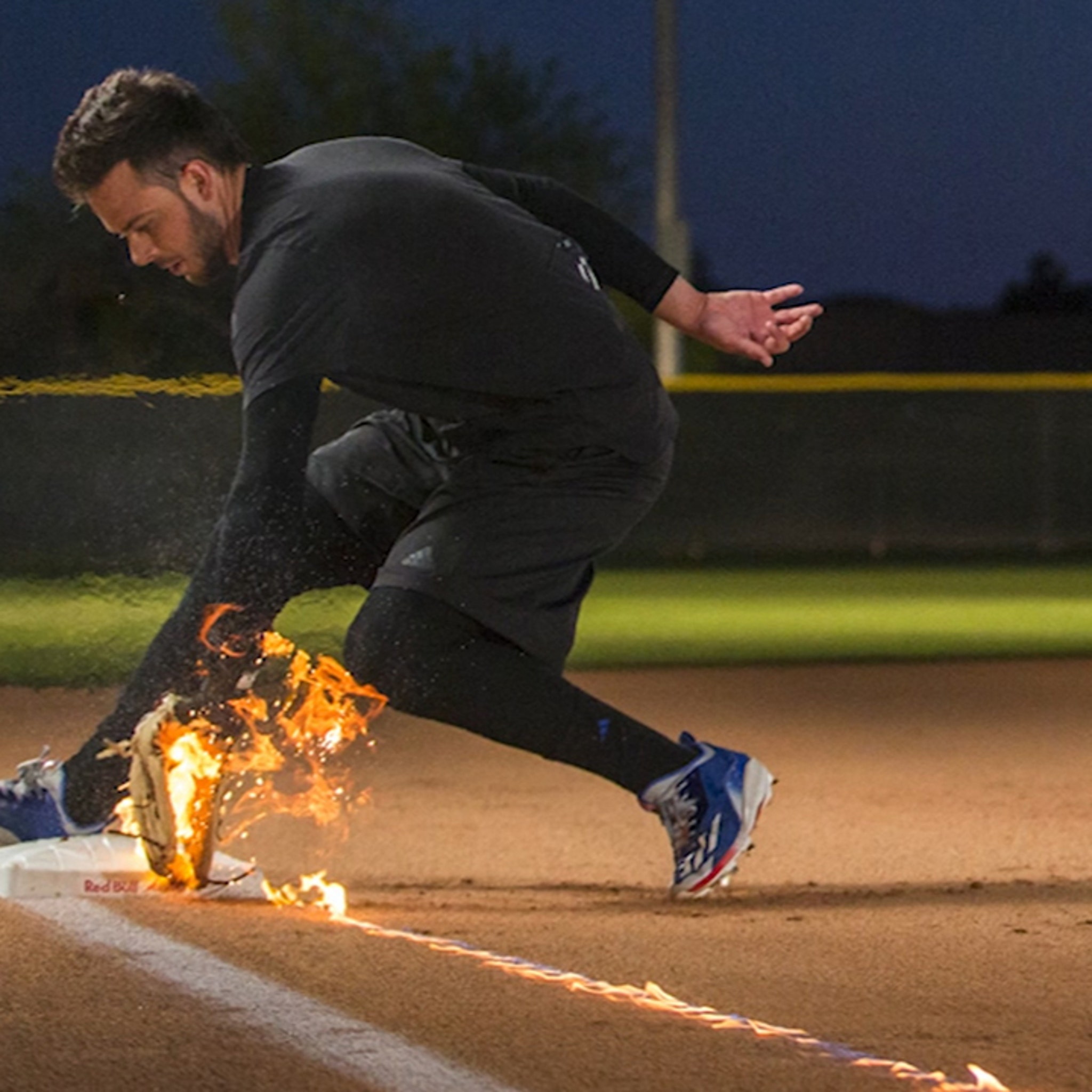 Kris Bryant fields flaming baseballs in ridiculous, real stunt