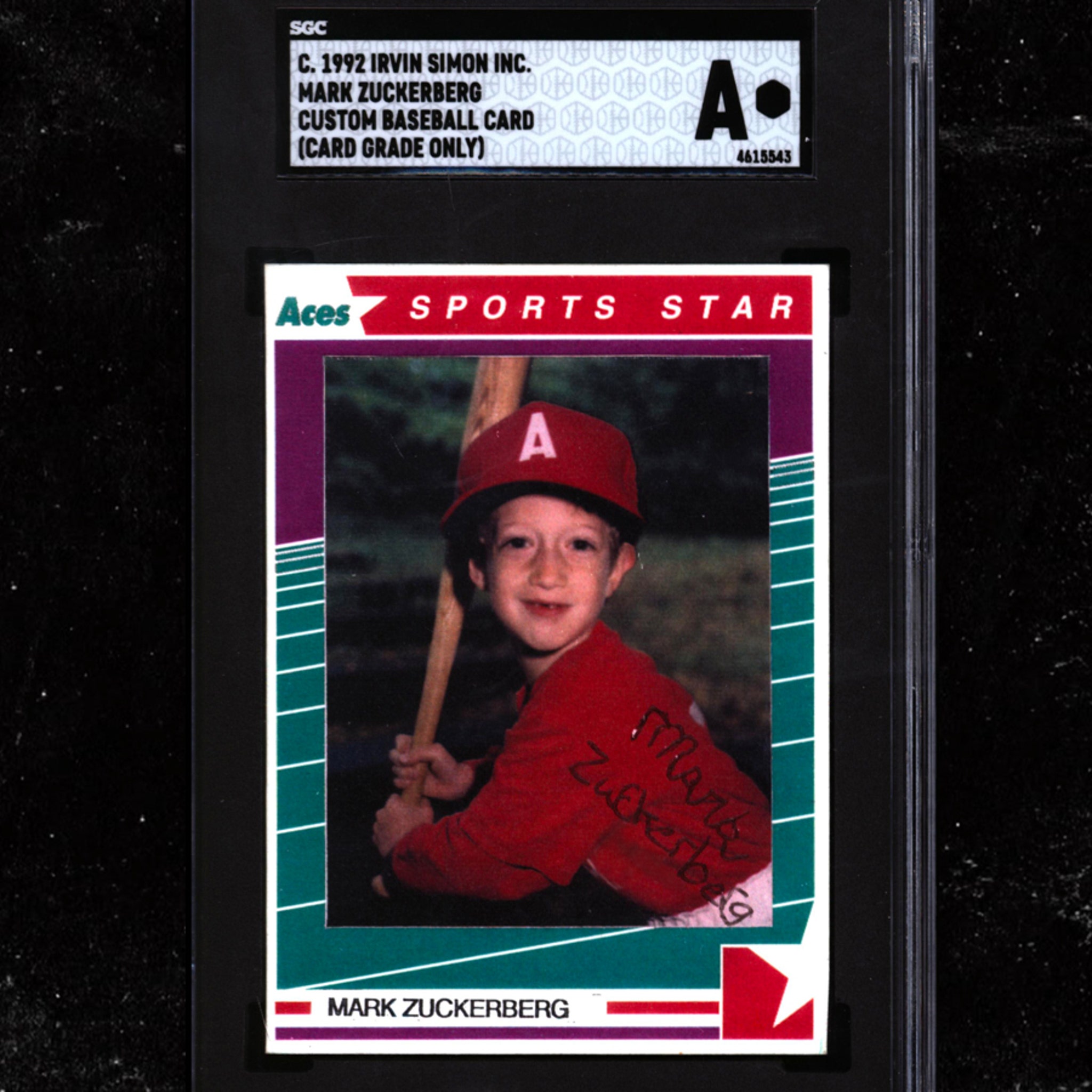 Mark Zuckerberg Signed Little League Baseball Card Going Up For Auction