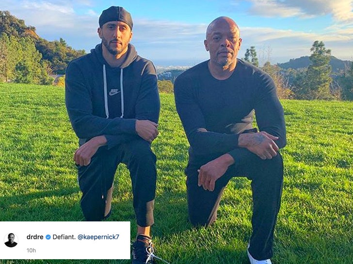 Dr. Dre Takes a Knee with Colin Kaepernick, 'Defiant'