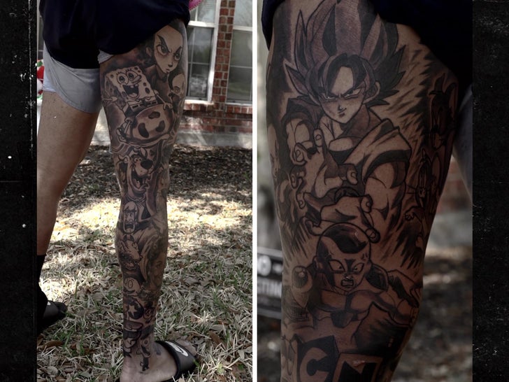 Cowboys Star Tony Pollard Gets Full Leg Sleeve Tattoo Featuring Cartoon  Icons