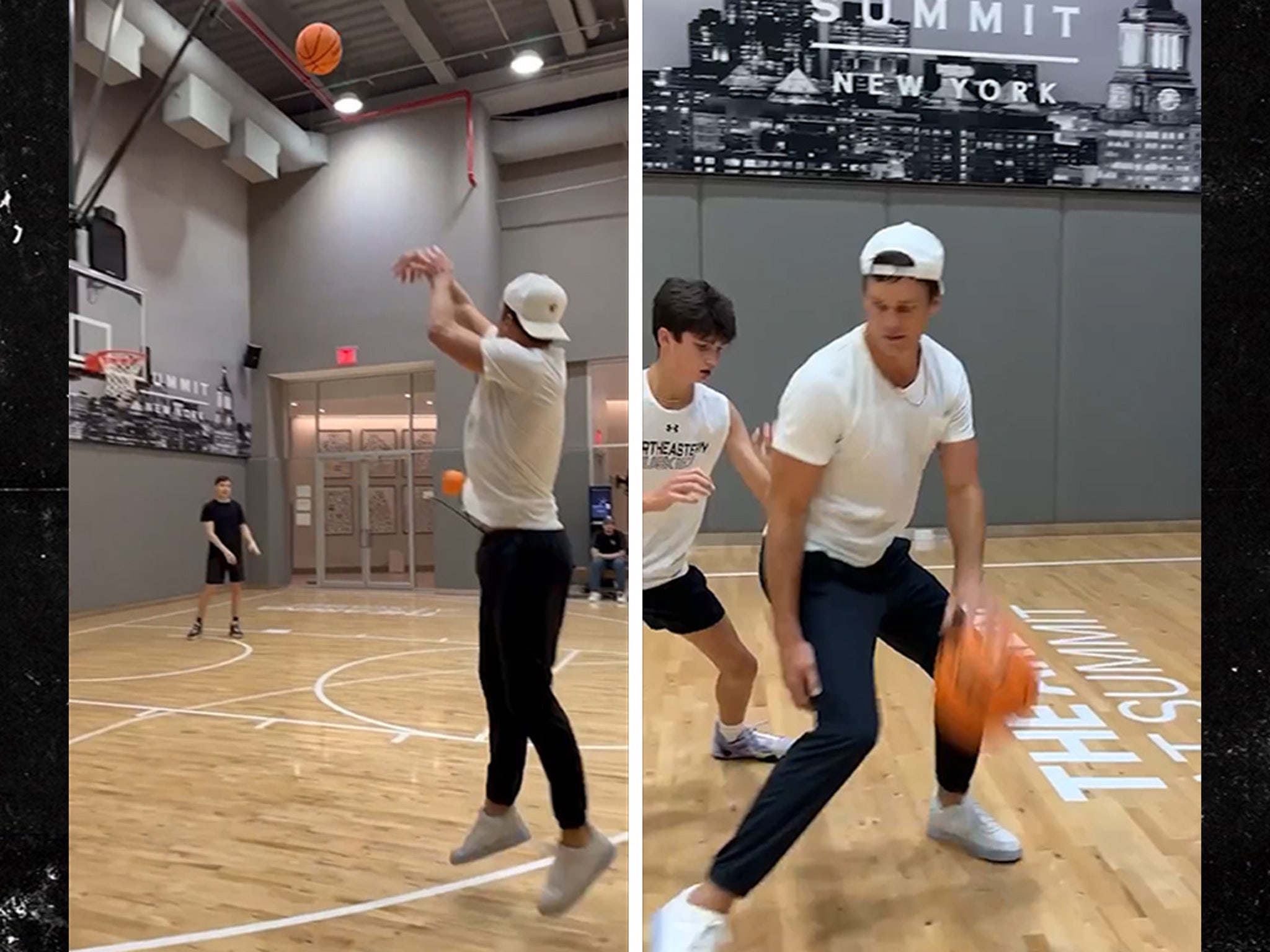 Jordan and Tom Brady play basketball 