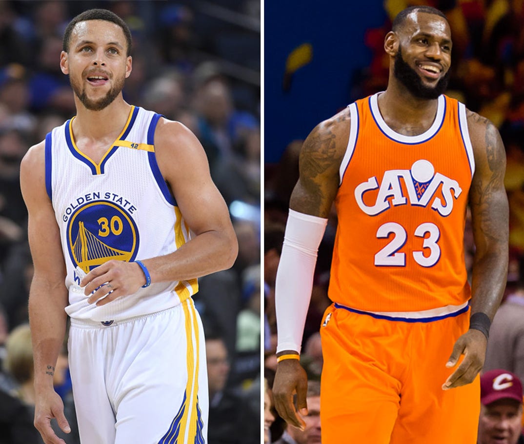 Stephen Curry (29) of the Warriors vs. LeBron James (32) of the Cavs -- NBA Finals Game 1 Edition