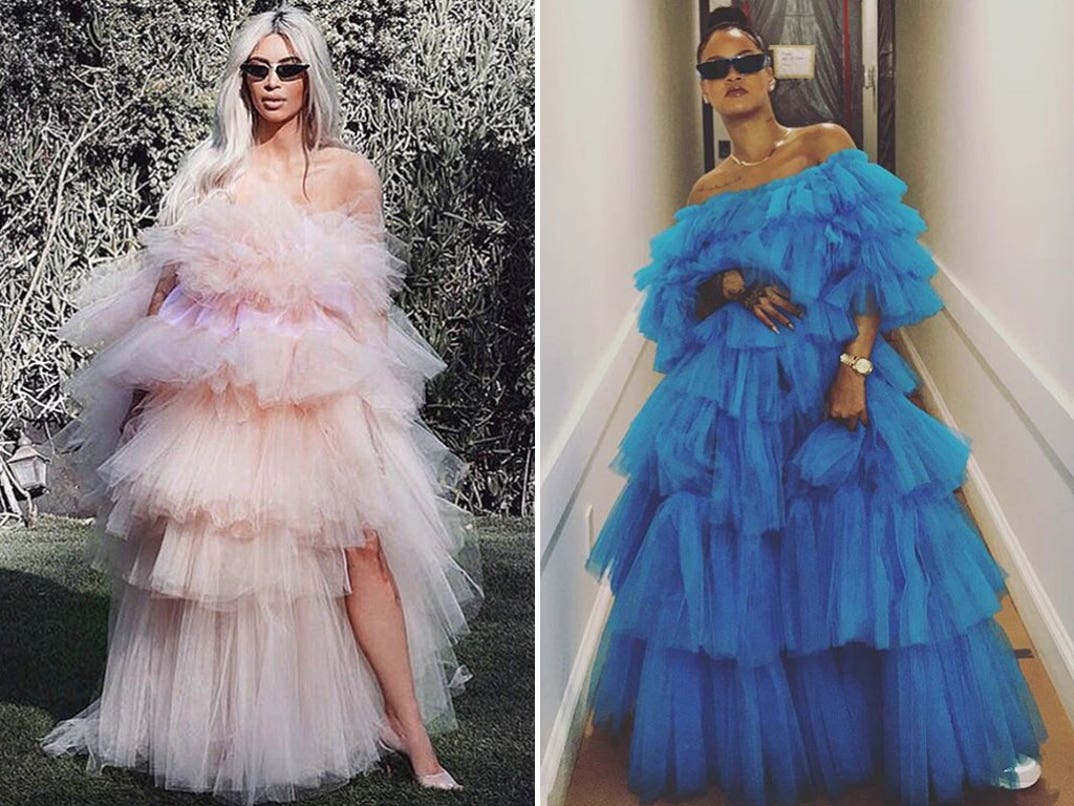 Kim Kardashian (37) vs. Rihanna (30) -- Fiercely Frilly Edition