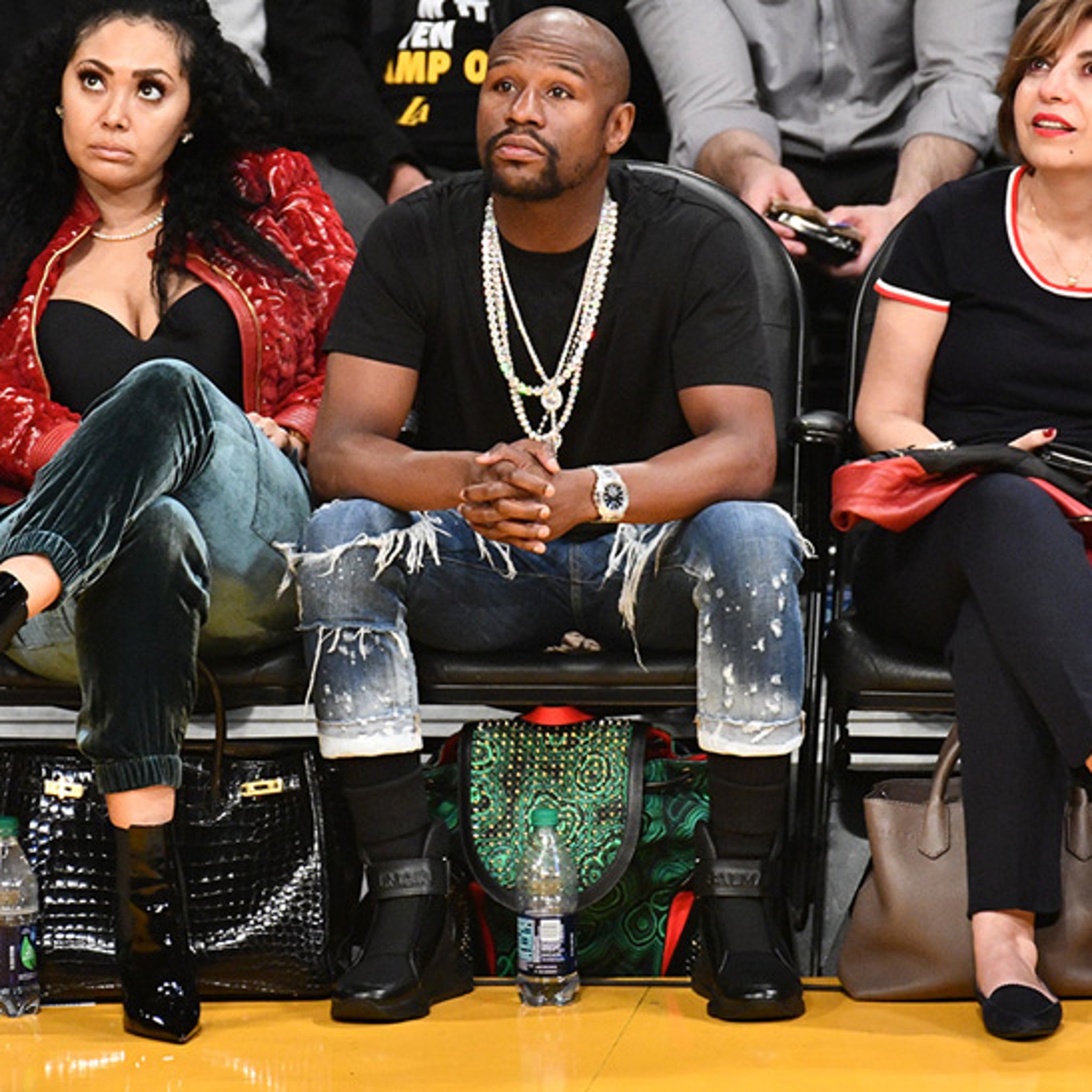 Floyd Mayweather Gives Fashion Goals While Appearing for NBA game