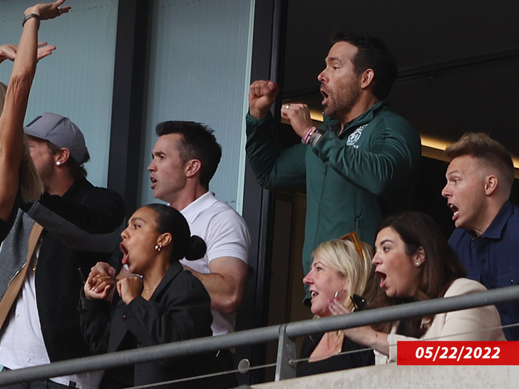 ryan reynolds and rob mcelhenny at a wrexham afc